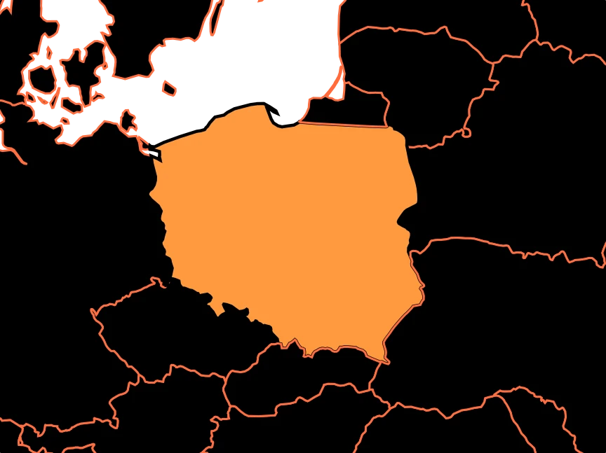 Mapa de Polónia