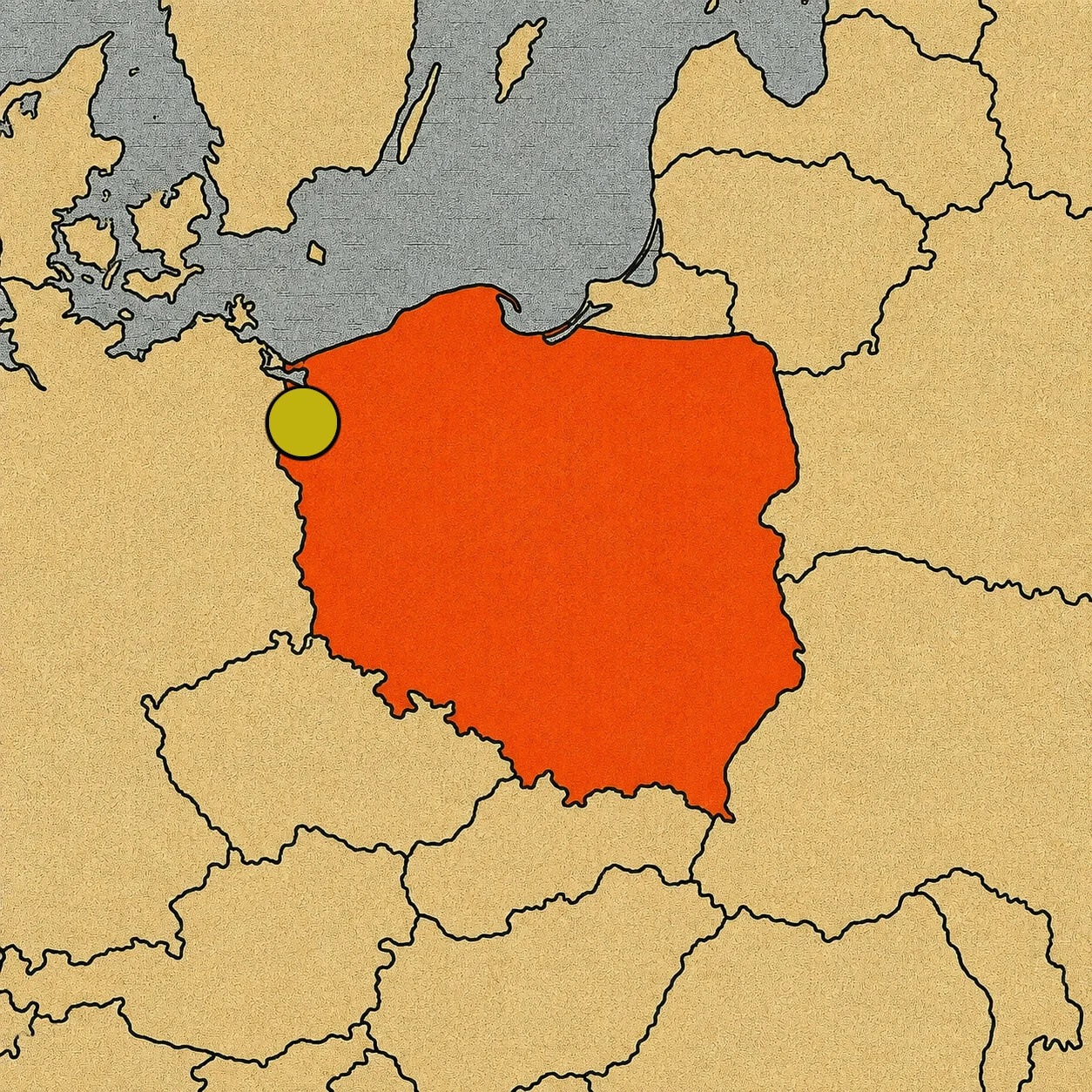 Bosque torcido mapa - Polonia