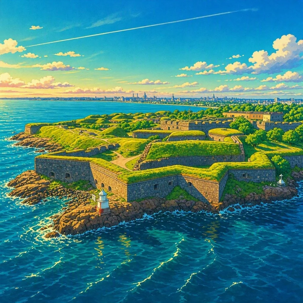 Antigua fortaleza en forma de estrella junto al mar